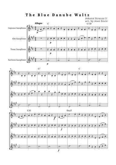 The Blue Danube Waltz - Saxophone Quartet (arr. Jean Szulc)
