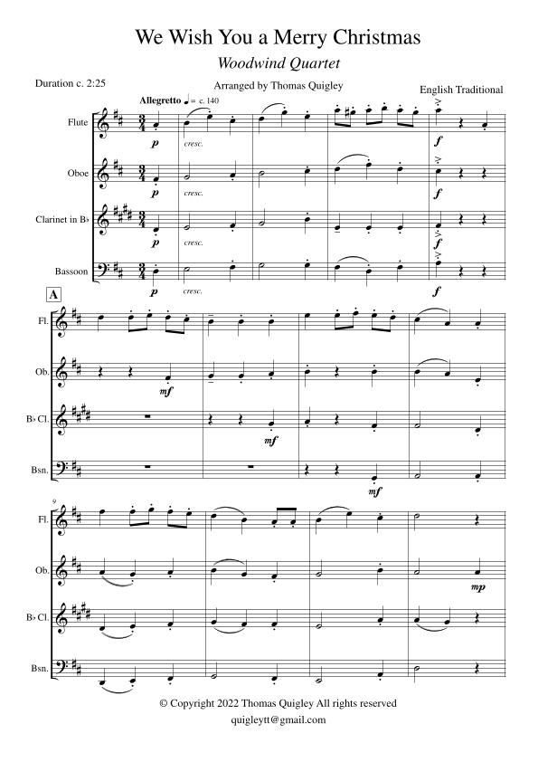 We Wish You a Merry Christmas (arr. Thomas Quigley)