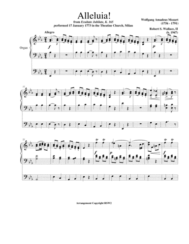 Alleluia (Exultate Jubilate, K.165) (arr. Robert S. Wallace, II)
