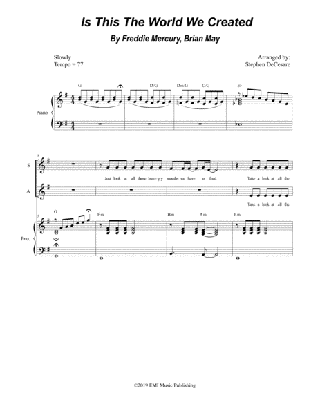 Is This The World We Created...? (arr. Stephen DeCesare)