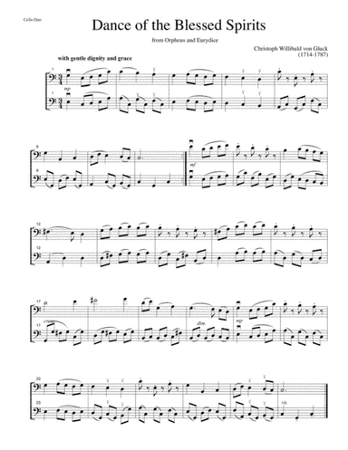 Dance of the Blessed Spirits from Orpheus and Eurydice-for cello duet (arr. Katrina Wreede)