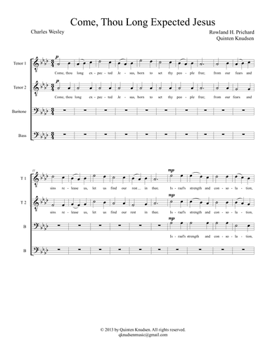 Come, Thou Long Expected Jesus (arr. Quinten Knudsen)