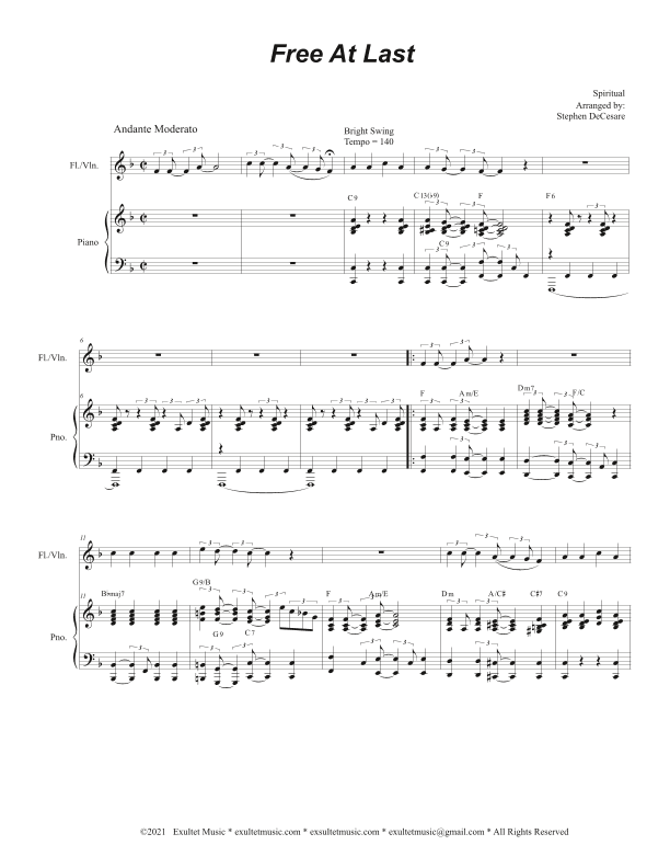 Free At Last (Flute or Violin solo and Piano) (arr. Stephen DeCesare)