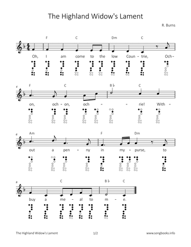 The Highland Widow's Lament (arr. songbooks.info)