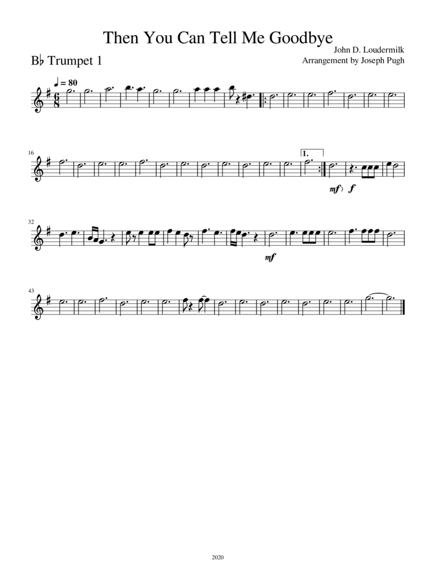Then You Can Tell Me Goodbye (arr. Joseph Pugh)