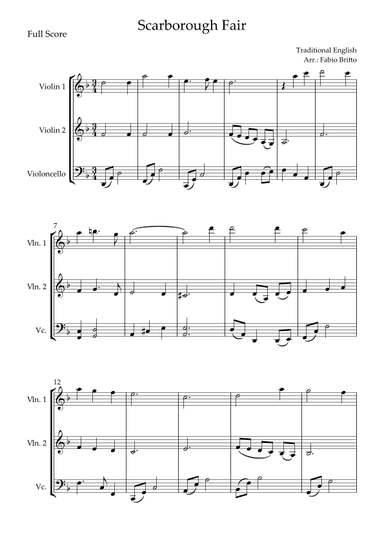 Scarborough Fair for String Trio (arr. Fabio Britto)