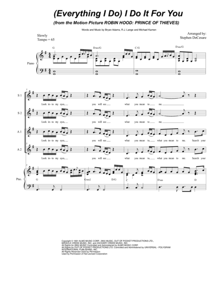 (Everything I Do) I Do It For You (arr. Stephen DeCesare)