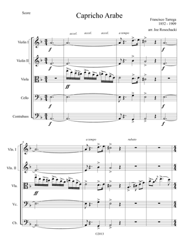 Capricho Arabe for String Orchestra (arr. Joe Rosochacki)