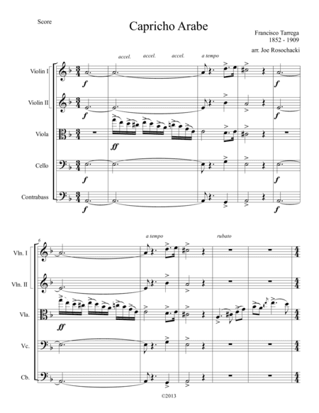 Capricho Arabe for String Orchestra (arr. Joe Rosochacki)