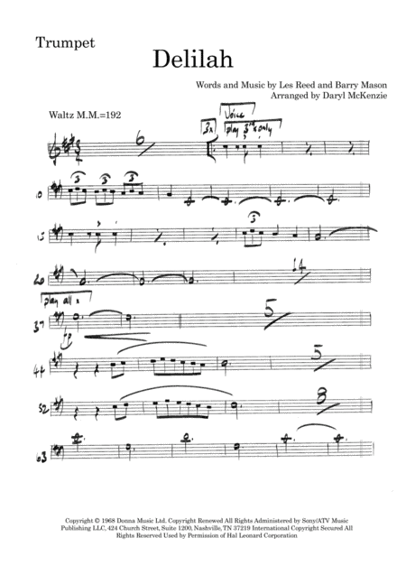 Delilah (arr. Daryl McKenzie)