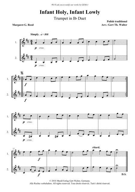 Infant Holy, Infant Lowly (arr. Gert Th. Walter)