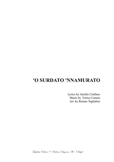 'O SURDATO 'NNAMURATO - Neapolitan folk song - For SATB Choir (arr. Renato Tagliabue)