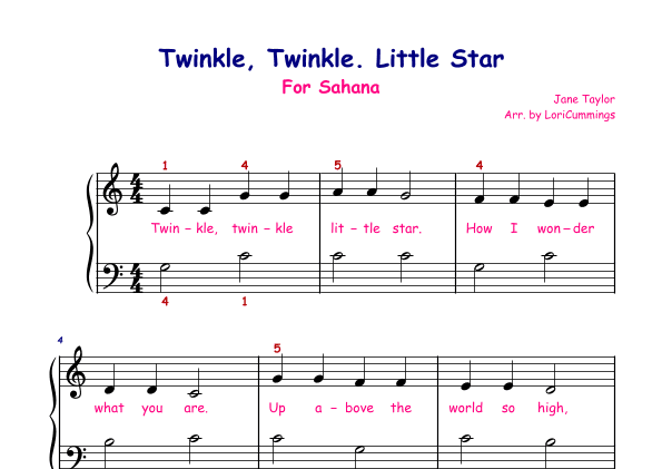 Twinkle, Twinkle Little Star (arr. Lori Cummings)