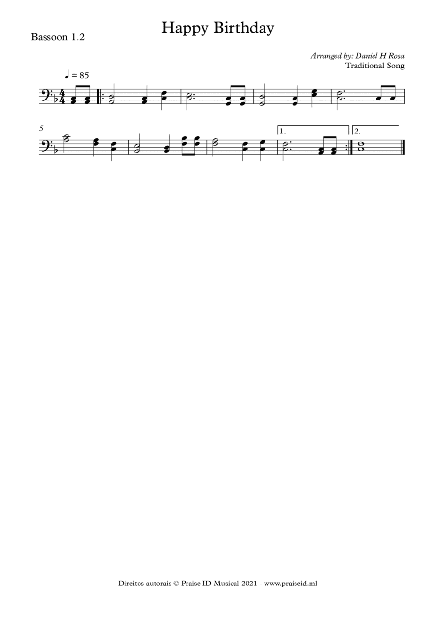 Happy Birthday to you dueto (arr. Daniel H Rosa)