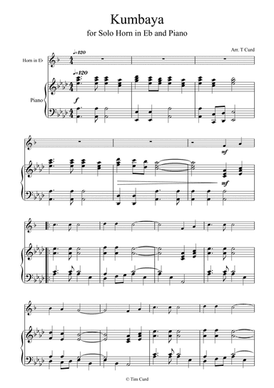 Kumbaya for Horn in Eb and Piano (arr. Tim Curd)