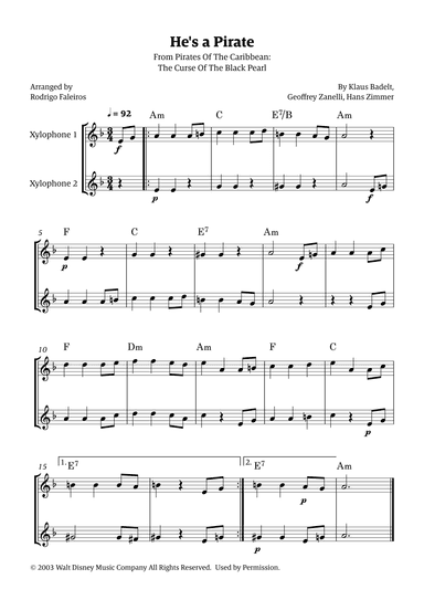 He's A Pirate (arr. Rodrigo Faleiros)