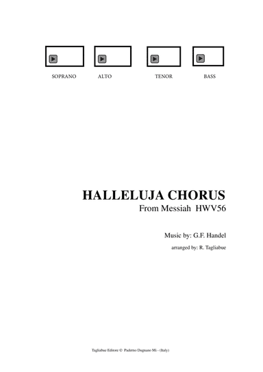 HALLELUJA CHORUS - Handel - HWV56 Messiah - For SATB (arr. Renato Tagliabue)