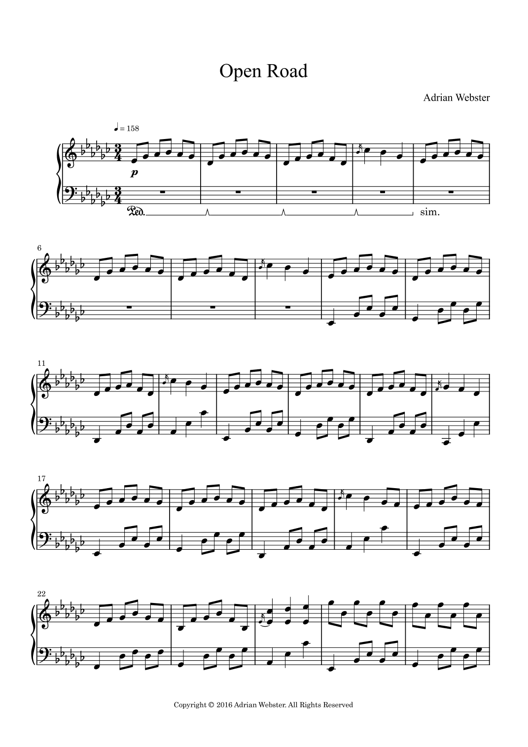 Open Road - CrusaderBeach - Uplifting Inspirational Piano Solo