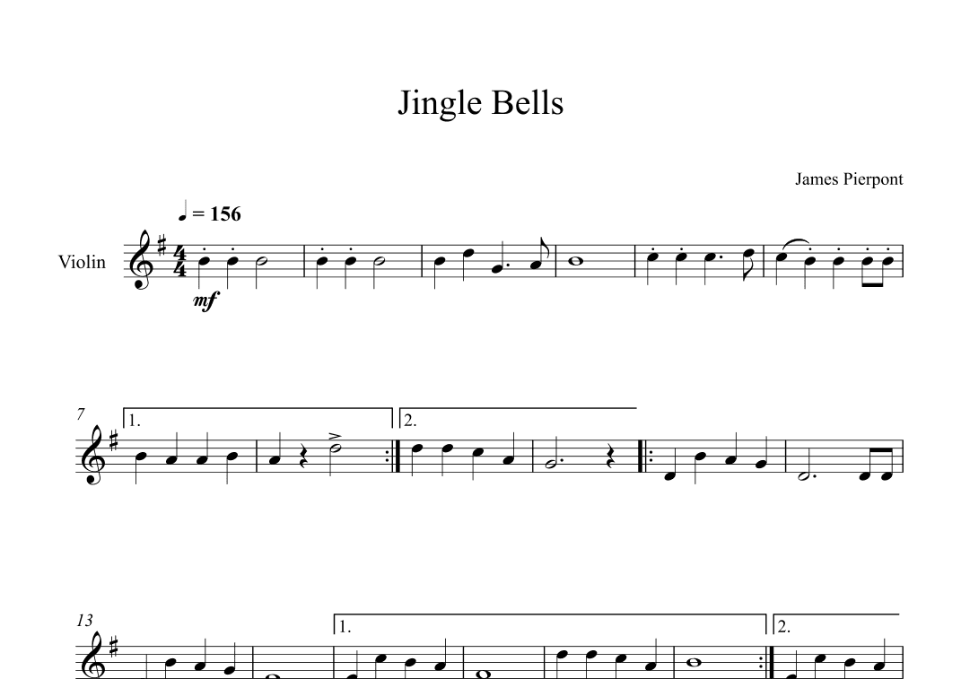 Jingle Bells, James Pierpont (Violin) (arr. Digital Book Music)