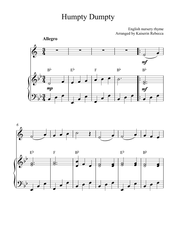 Humpty Dumpty (arr. Kaiserin Rebecca)