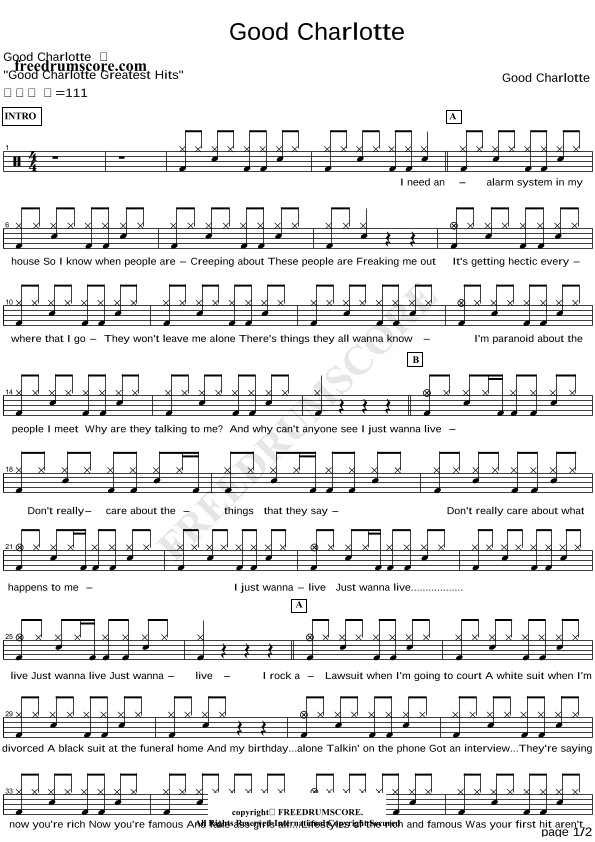 I Just Wanna Live (arr. COPYDRUM)