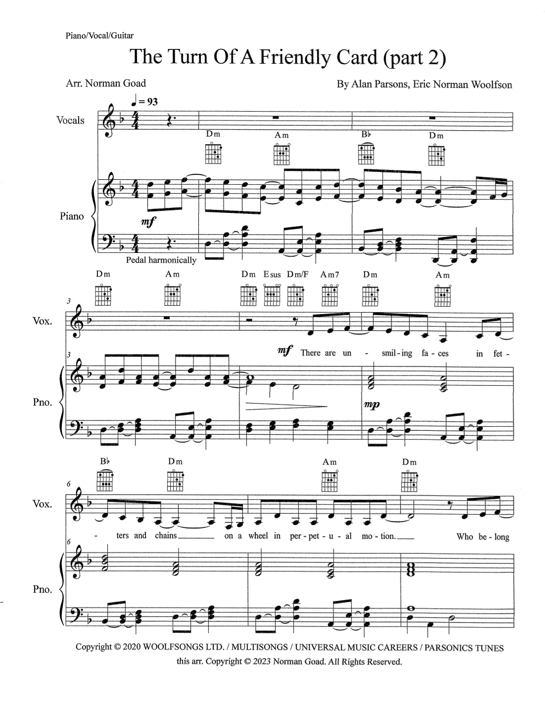 The Turn Of A Friendly Card (part Two) (arr. Norman Goad)