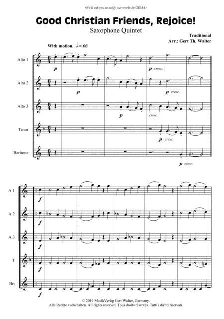 Good Christian Friends, Rejoice! (arr. Gert Th. Walter)