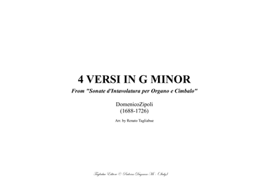 QUATTRO VERSETTI IN G MINOR - Zipoli - From Sonate d’Intavolatura per Organo e Cimbalo (arr. Renato Tagliabue)
