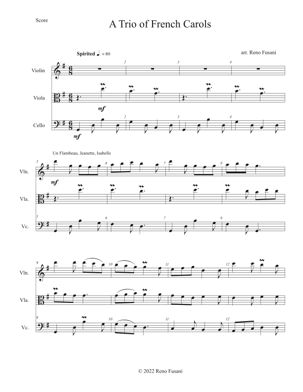 A Trio of French Carols (arr. Reno Fusani)