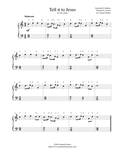 Tell it to Jesus - for easy piano (arr. Samuel Stokes)