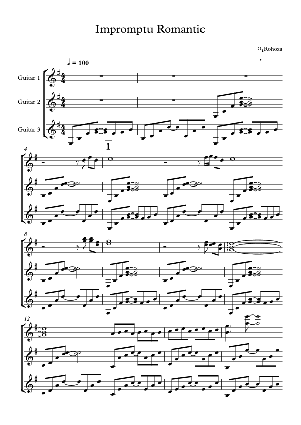 Impromptu Romantic (for 3 guitars)