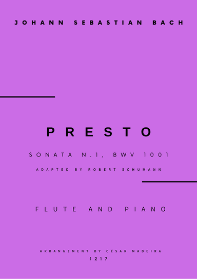 Presto from Sonata No.1, BWV 1001 - Flute and Piano (Full Score) (arr. César Madeira)