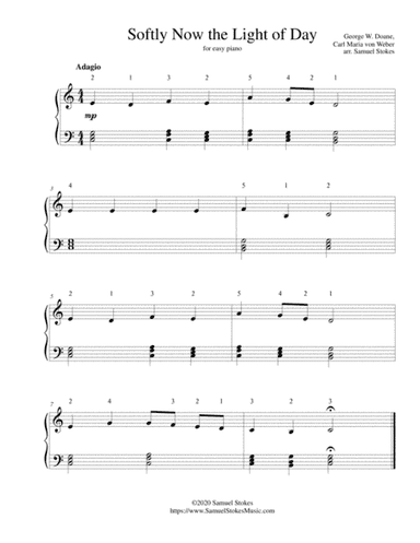 Softly Now the Light of Day - for easy piano (arr. Samuel Stokes)