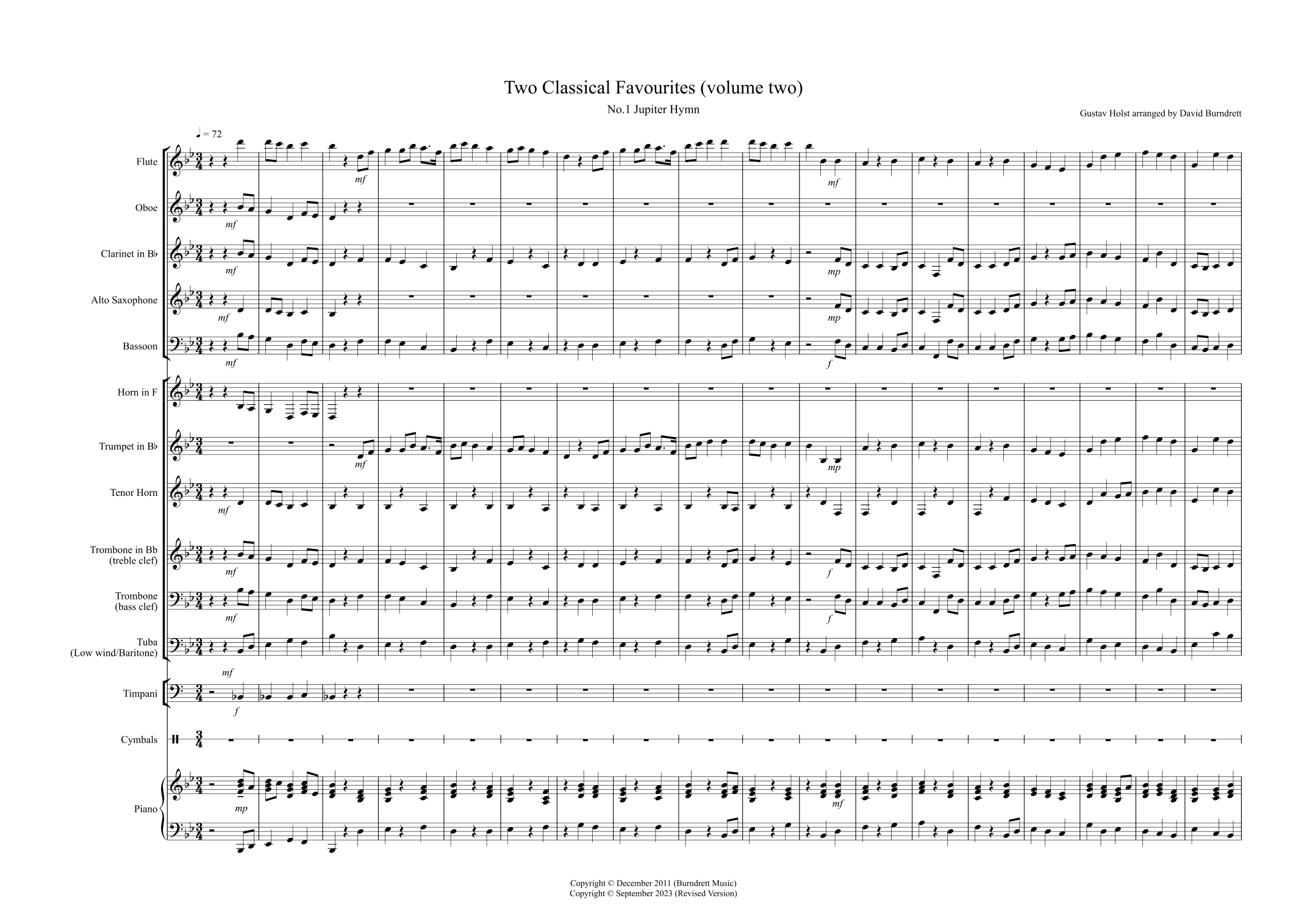 2 Classical Favourites for School Band (volume two) (arr. David Burndrett)