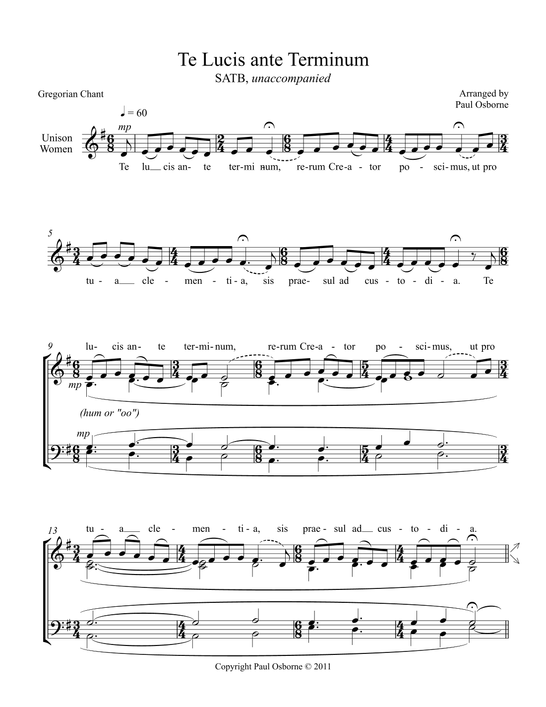 Te Lucis Ante Terminum (arr. Paul M. Osborne)