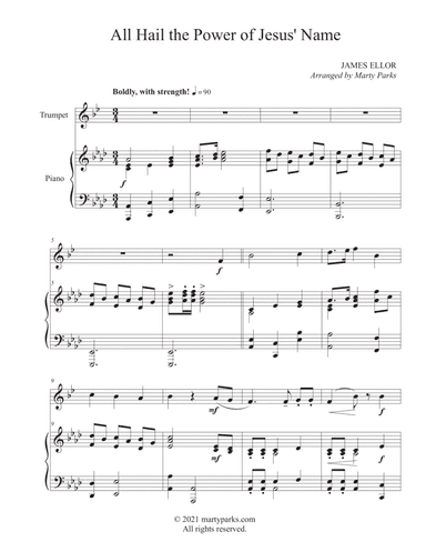 All Hail the Power of Jesus' Name (Trumpet-Piano) (arr. Marty Parks)