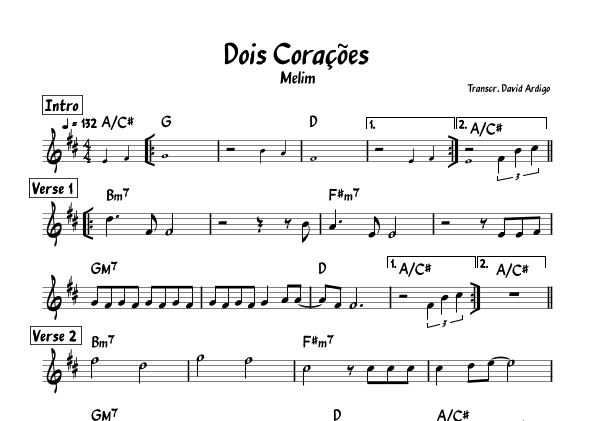 Dois Coracoes (arr. David Ardigo)