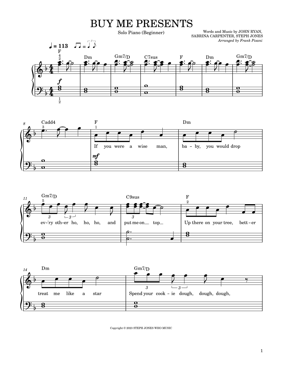 Buy Me Presents (arr. Frank Pisani)