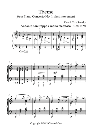 Tchaikovsky - Theme from Piano Concerto No.1(With Note name) (arr. MPS)
