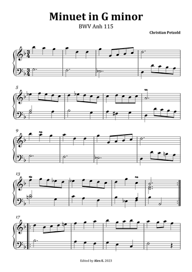 Minuet in G minor, BWV Anh 115 (Petzold) (arr. J. S. Bach)