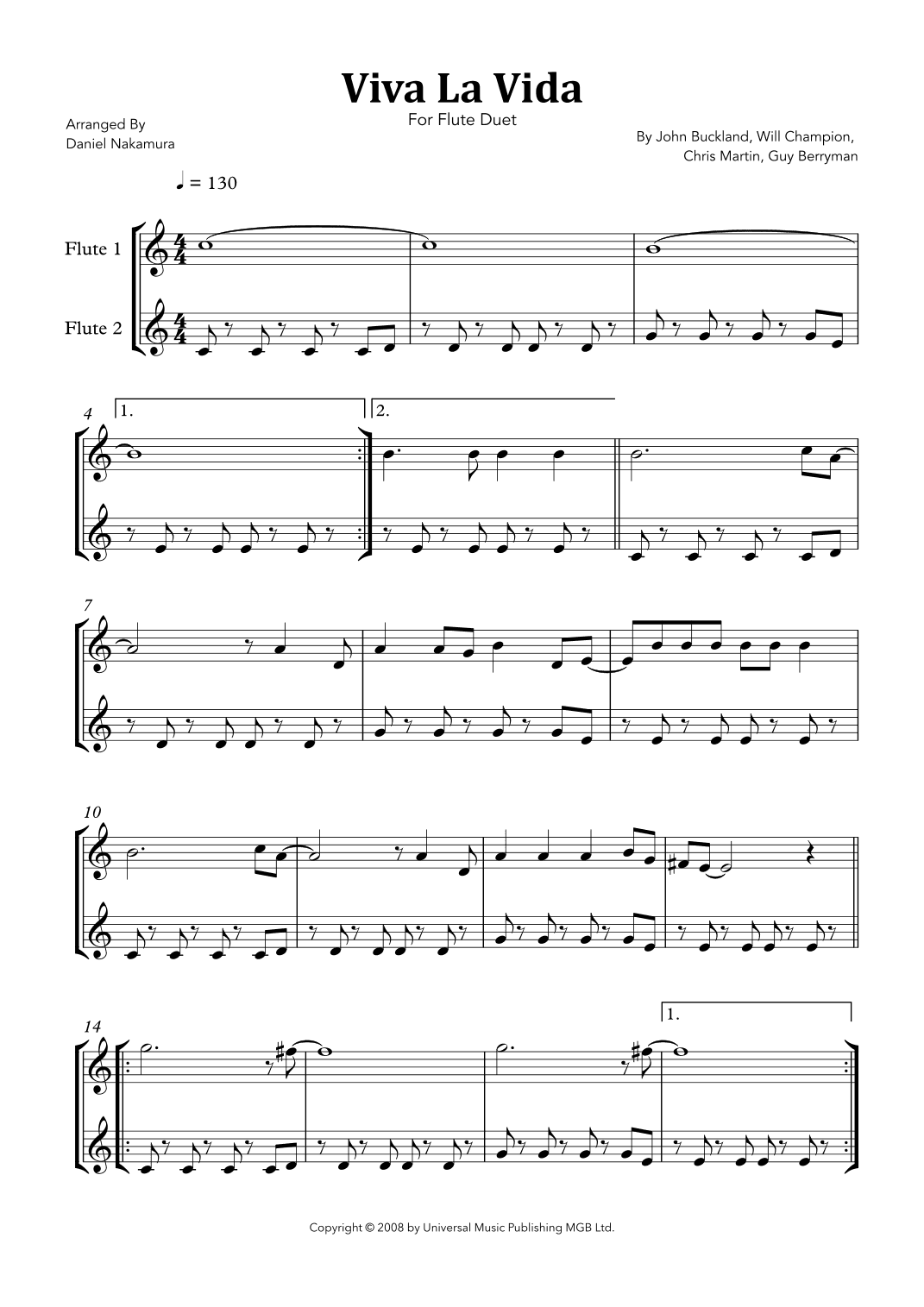 Viva La Vida (arr. Daniel Nakamura)