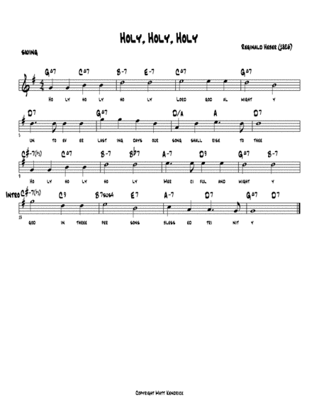 Holy Holy Holy   (jazz version) (arr. Matt Kendrick)
