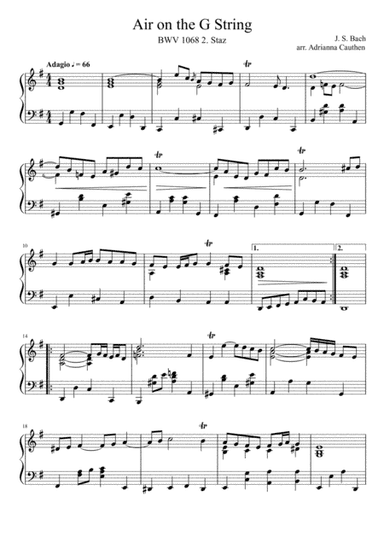 Bach Air on a G String Intermediate/Advanced Arrangement