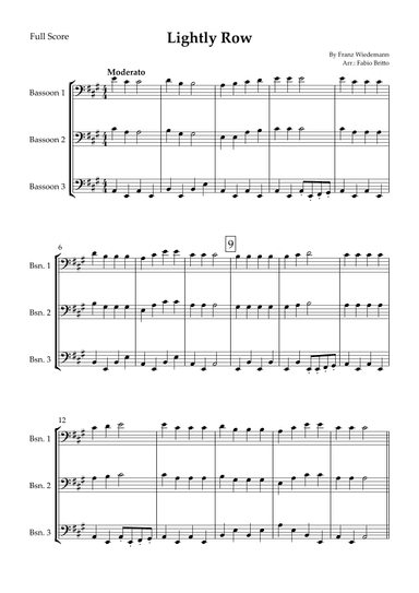 Lightly Row for Bassoon Trio (arr. Fabio Britto)