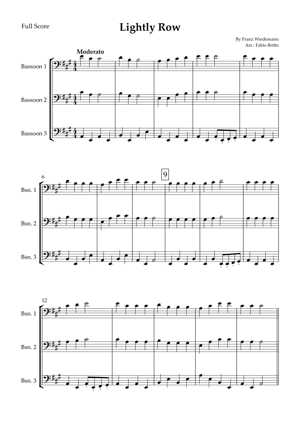 Lightly Row for Bassoon Trio (arr. Fabio Britto)