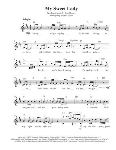 My Sweet Lady (arr. Bryan Kujawa)