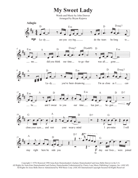 My Sweet Lady (arr. Bryan Kujawa)