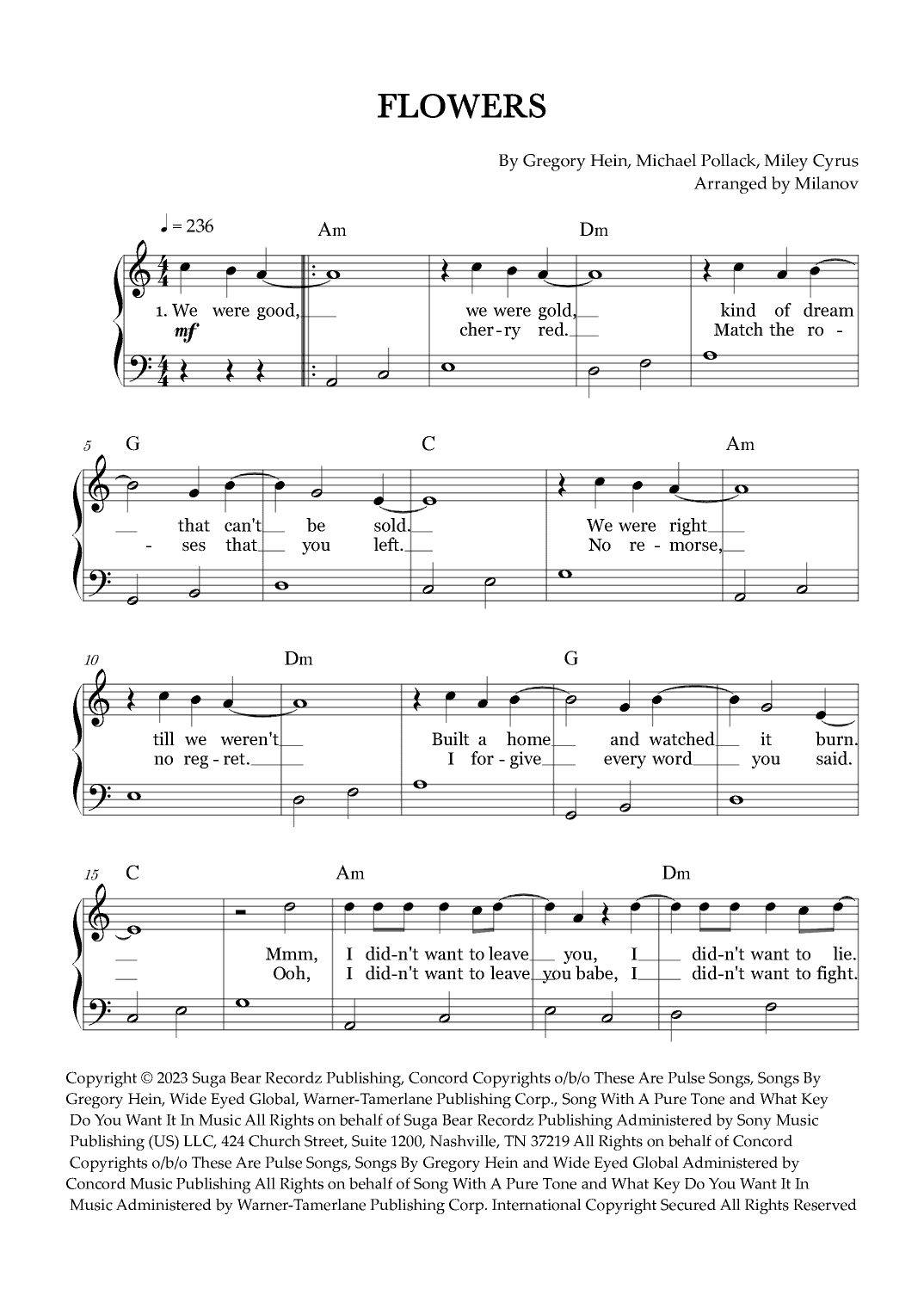 Flowers (arr. Milanov)
