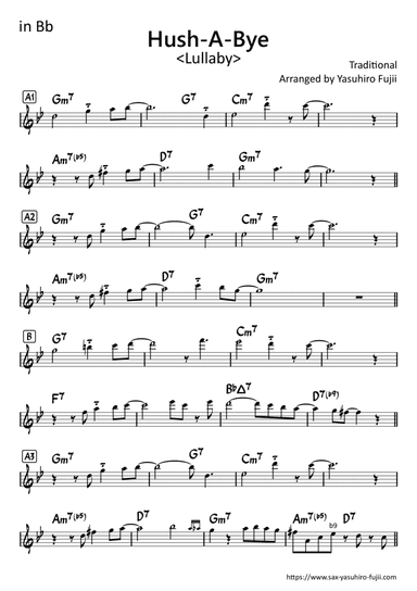 Hush-A-Bye - Easy Improvisation Example for Tenor Sax (arr. Yasuhiro Fujii)
