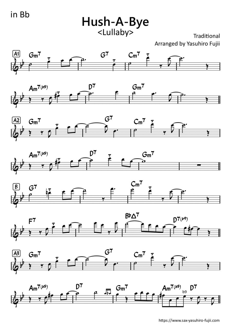 Hush-A-Bye - Easy Improvisation Example for Tenor Sax (arr. Yasuhiro Fujii)